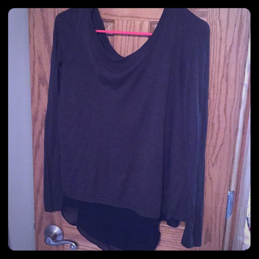 Open Back sweater with connected chiffon tank